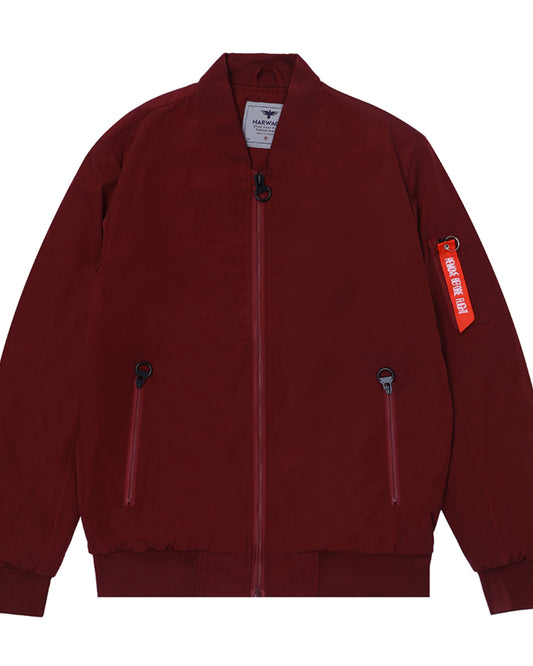 Men Regular Fit Parachute Jacket – Maroon - Harwage