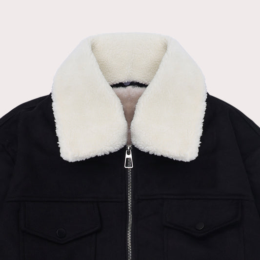 Men Regular Fit Fur Jacket – Black - Harwage