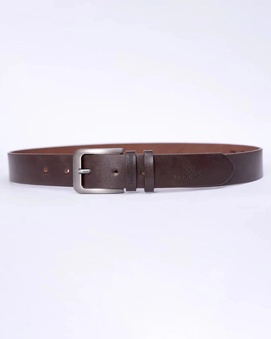 Men Faux Leather Belt - Brown - Harwage