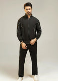 Men Regular Fit Tracksuit - Black - Harwage