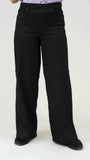 Women Stripped Jeans Wide Leg - Black - Harwage