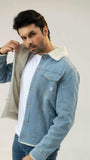 Men Denim Jacket - Blue - Harwage