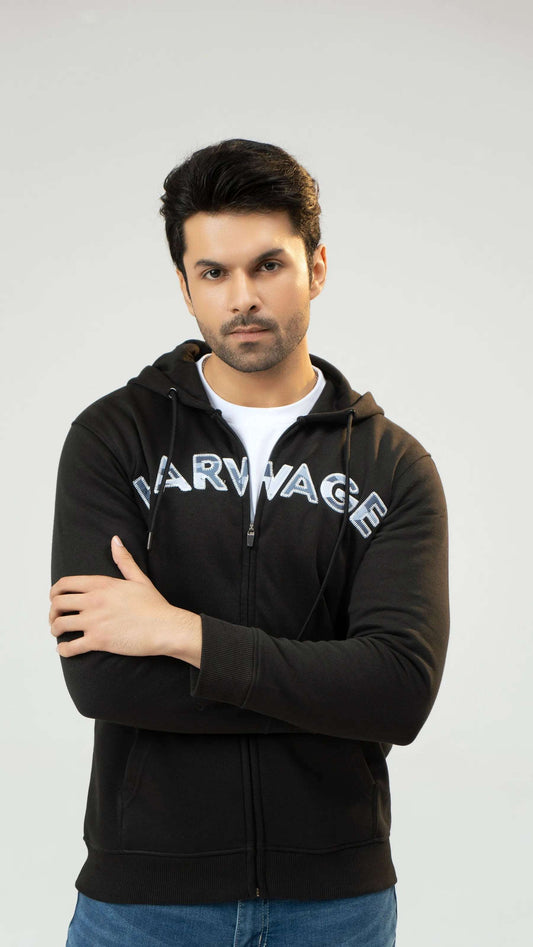 Men Regular Fit Hoodie - Black - Harwage