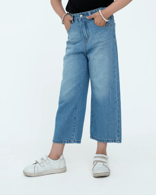Girls Basic Straight Fit - Mid Blue