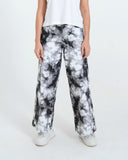 Women Tie & Dye Wide Leg Jeans – Black
