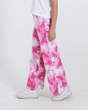 Women Tie & Dye Wide Leg Jeans – Fuchsia Pink