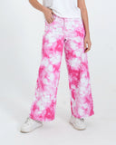 Women Tie & Dye Wide Leg Jeans – Fuchsia Pink