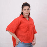 Women Basic Cropped Shirt – Red - Harwage