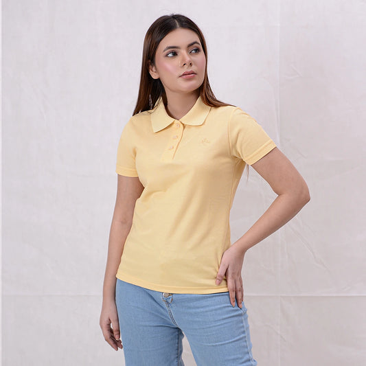 Women Basic Premium Polo Shirt - Sunlight - Harwage